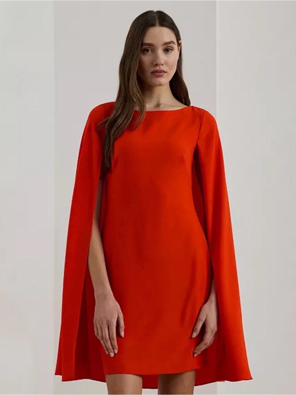 NWT Lauren Ralph Lauren Red Cape Georgette Cocktail Mini Dress Sleeveless - Picture 3 of 10